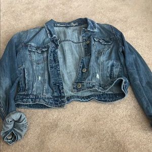 Crop blue jean jacket